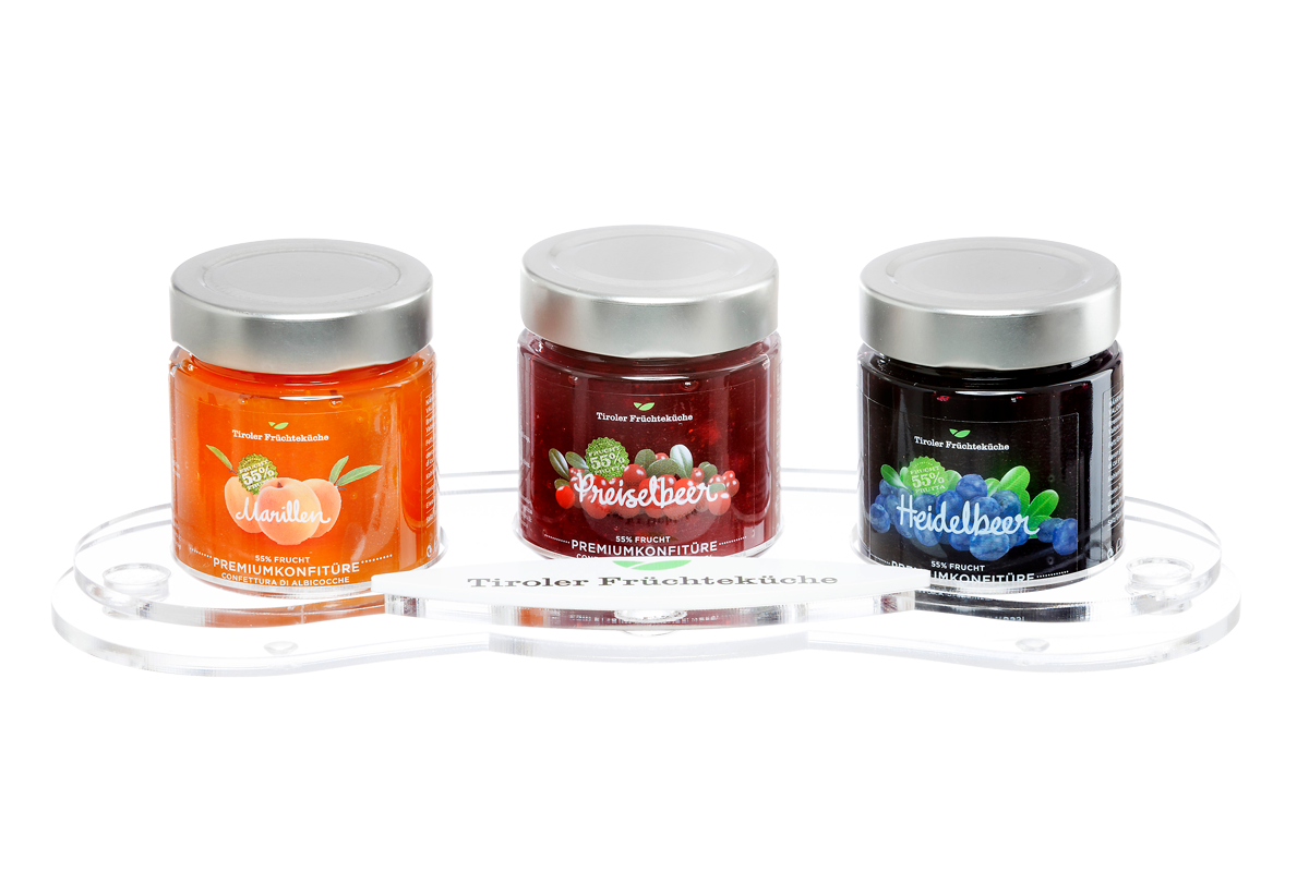 Buffetaufsteller 3-fach für Gläser 160 g
